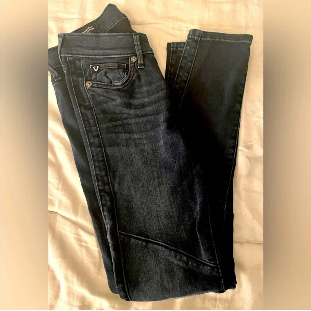 True Religion Jeans Stretch Moto Dark Wash Skinny Denim NWOT